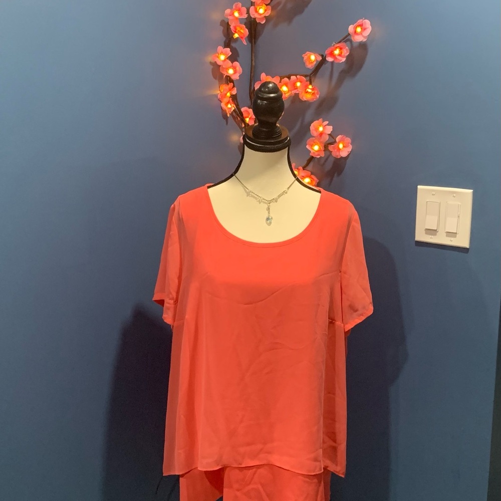 Dana Buchman Coral 2 layer Blouse